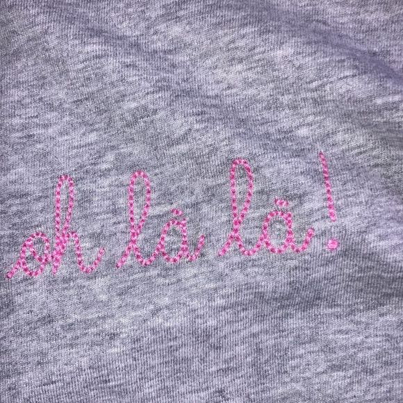 Womens Madison Labiche Paris Gray Crop Top Tee Small w/ Pink Oh LA LA! - Picture 3 of 7